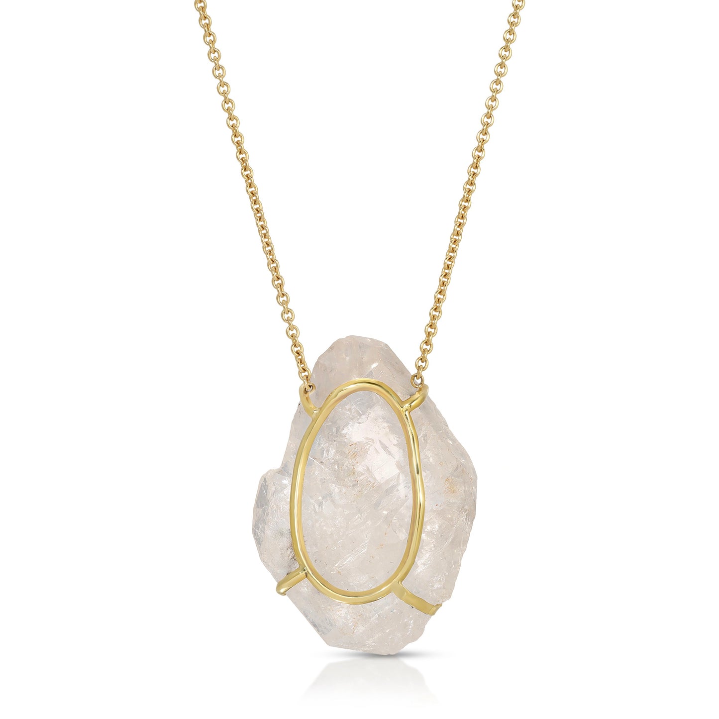 Natural Raw Herkimer Diamond 18 Karat Gold Necklace