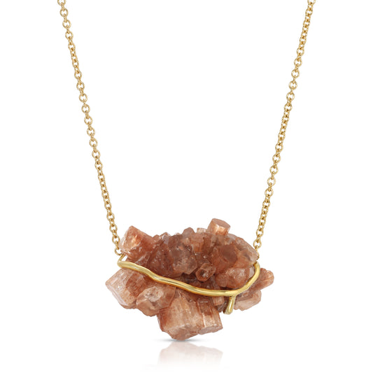 Natural Raw Aragonite 18 Karat Gold Necklace