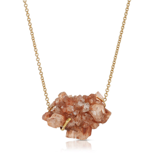Natural Raw Aragonite 18 Karat Gold Necklace