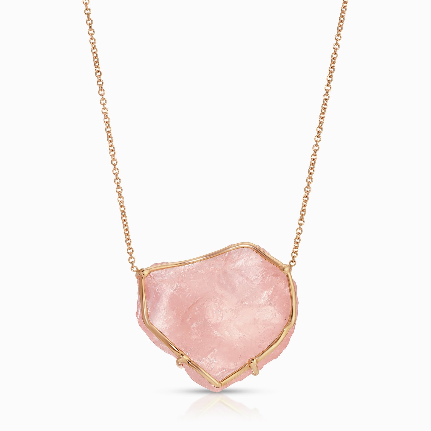 Natural Rose Quartz 18 Karat Rose Gold Necklace