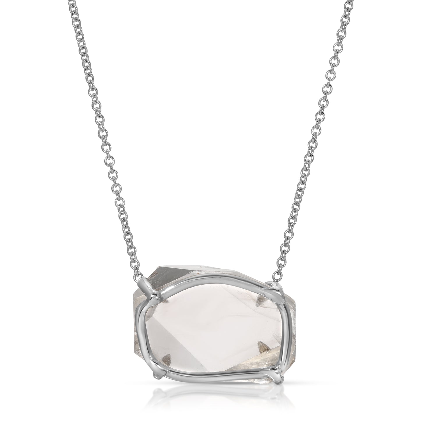 Natural Cut Herkimer Diamond 18 Karat Gold Necklace