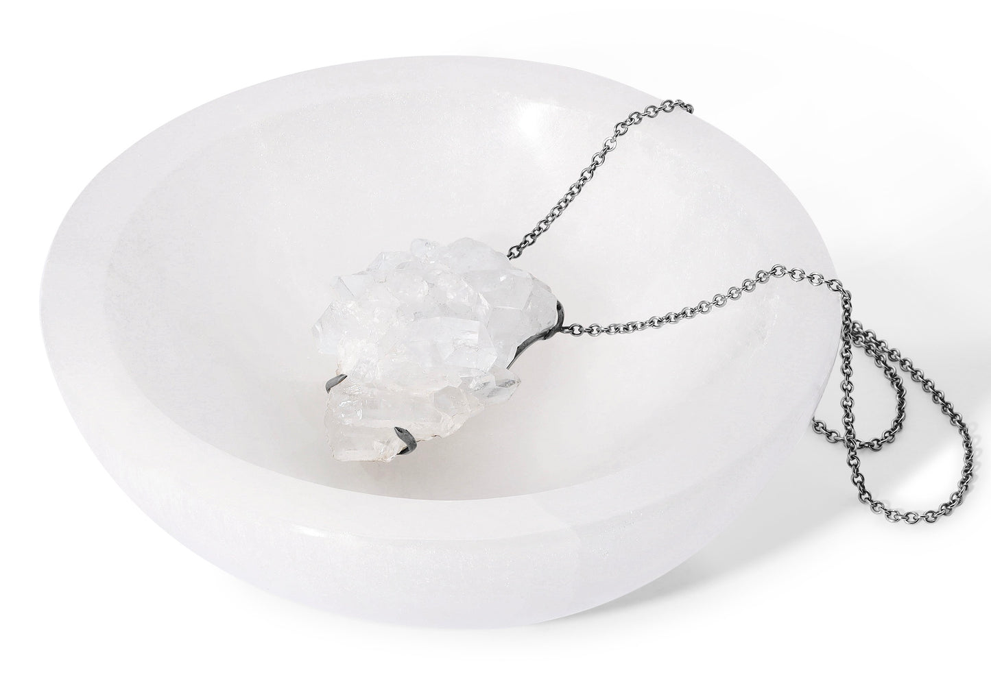 Natural Raw Herkimer Diamond 18 Karat Gold Necklace