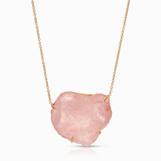 Natural Rose Quartz 18 Karat Rose Gold Necklace