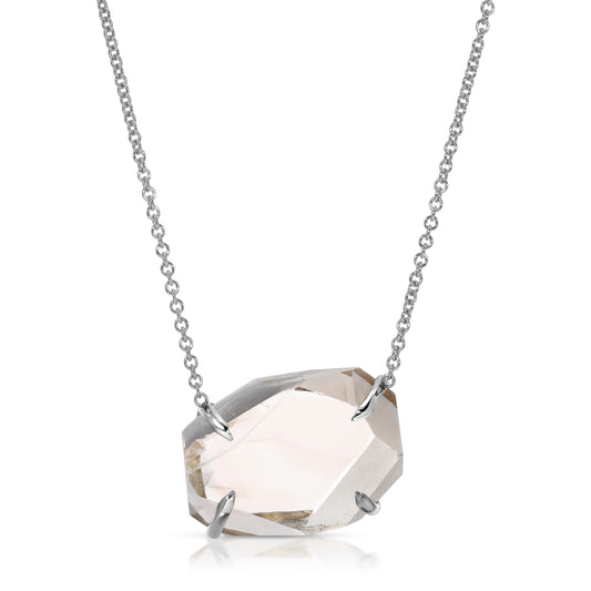 Natural Cut Herkimer Diamond 18 Karat Gold Necklace
