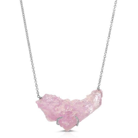 Kunzite Crystal Necklace 24K White Gold