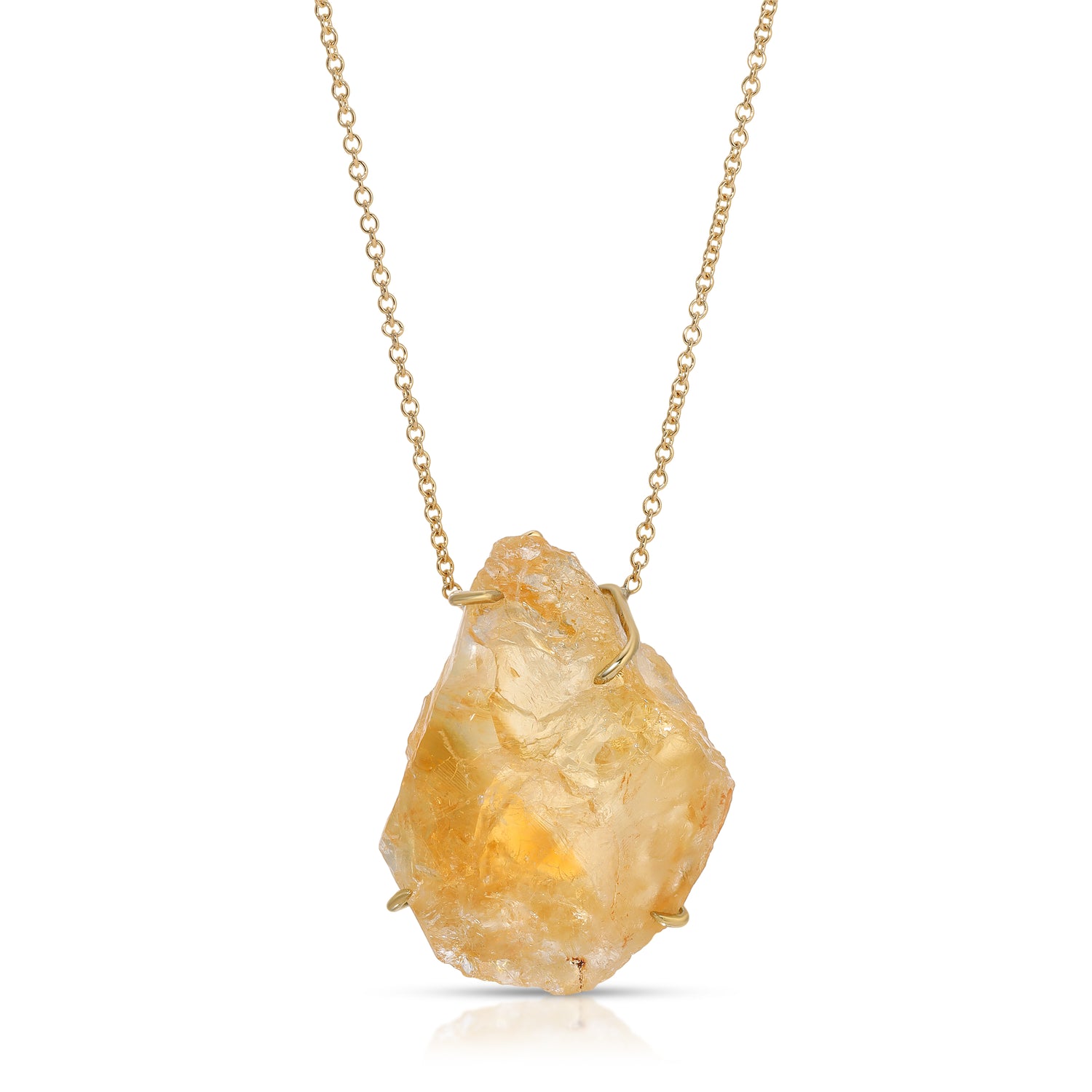 Citrine pendant , 18k gold plated necklace, raw stone necklace, chain — San  José Made