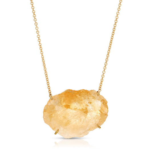 Natural Citrine 18 Karat Gold Necklace