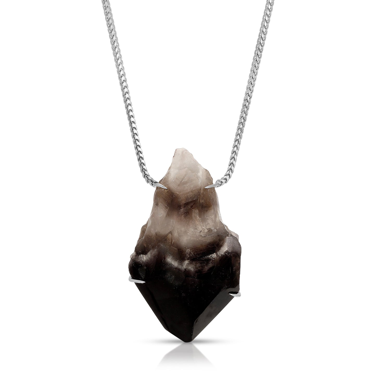 Natural Smoky Quartz 18 Karat White Gold Necklace